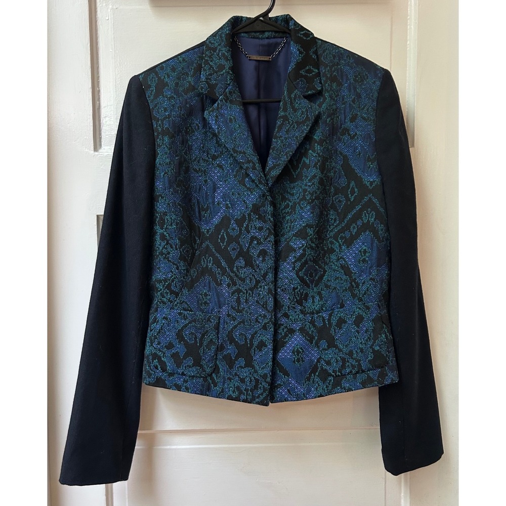 Elie Tahari Metallic Teal Blue Lenox Blazer Jacket Size 12